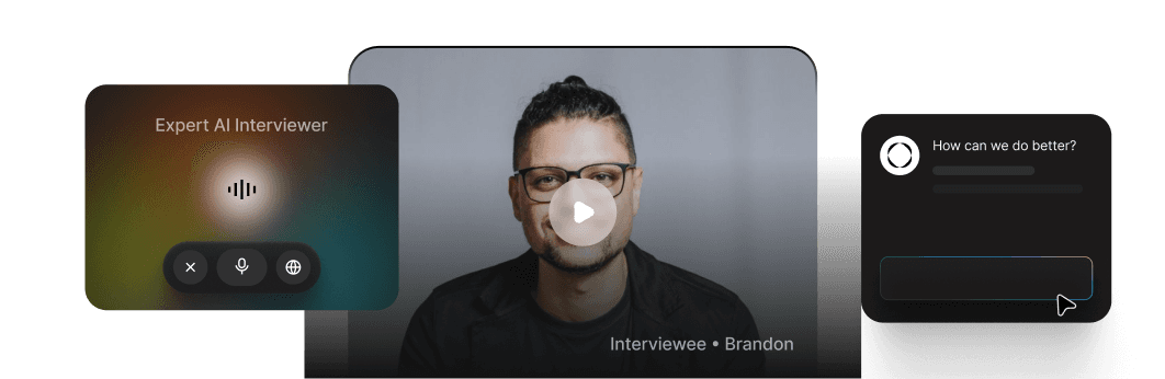 AI video interview with Brandon responding to How can we do better? with Expert AI Interviewer controls